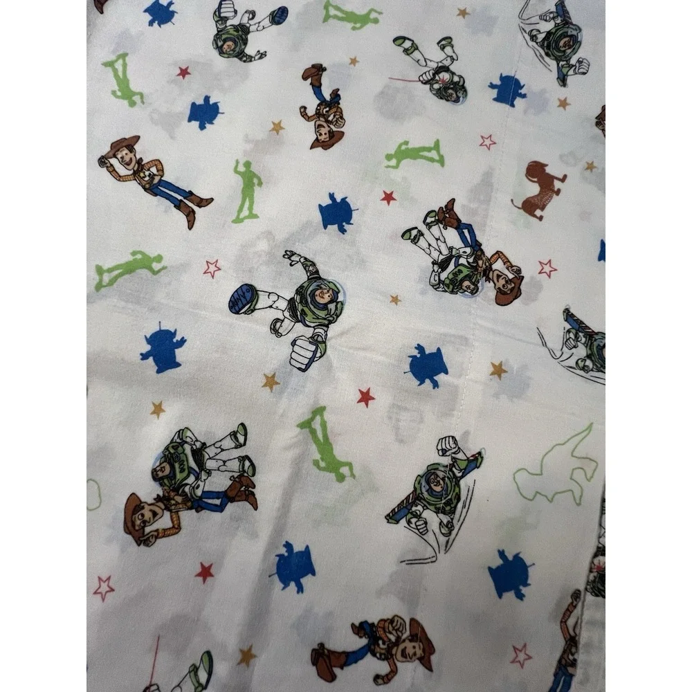 Vintage Disney‎ Pixar TOY STORY Toddler Flat Sheet Andy Buzz Crown Crafts